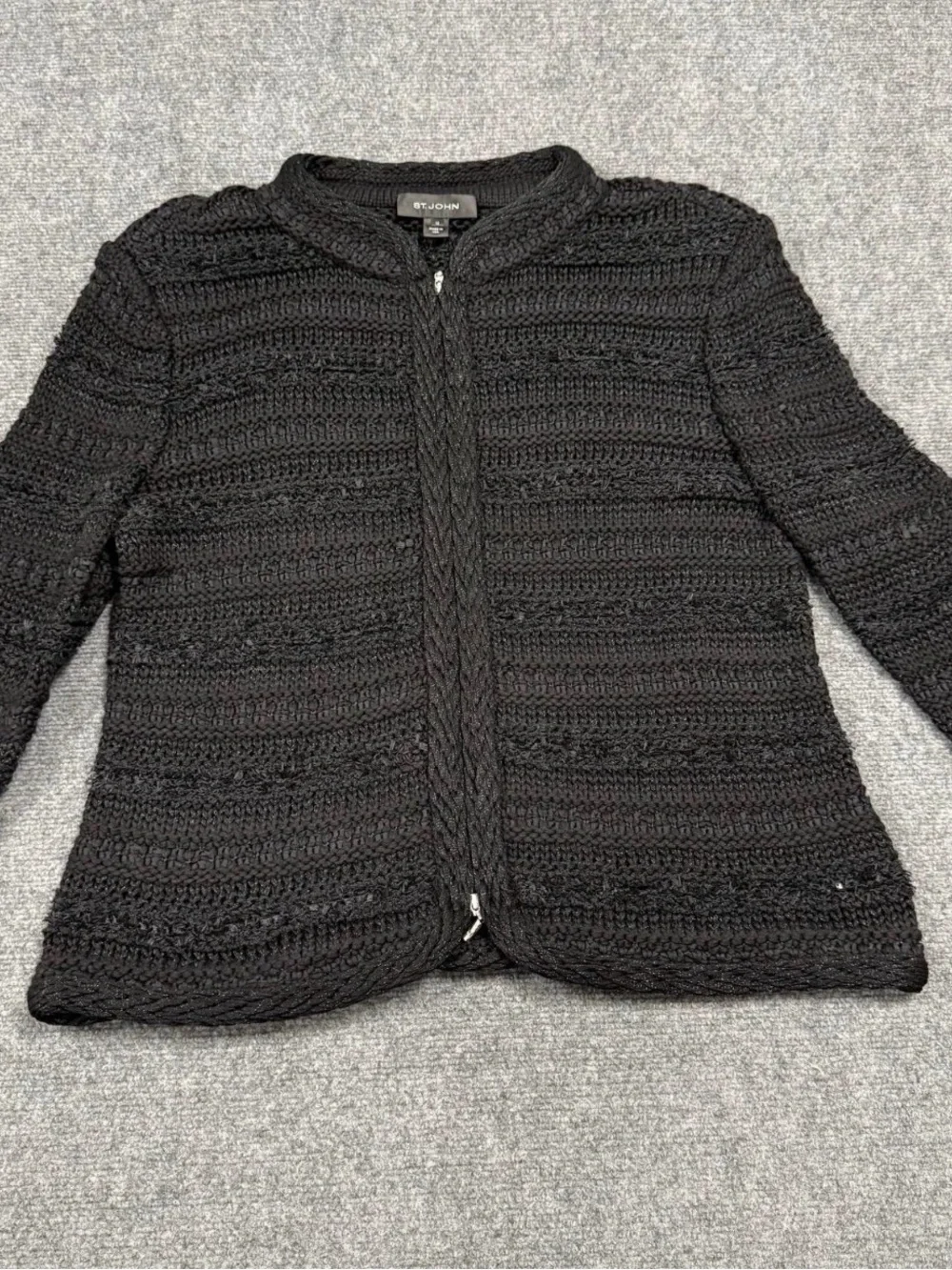 St. John Black  knit sweater jacket Size 12